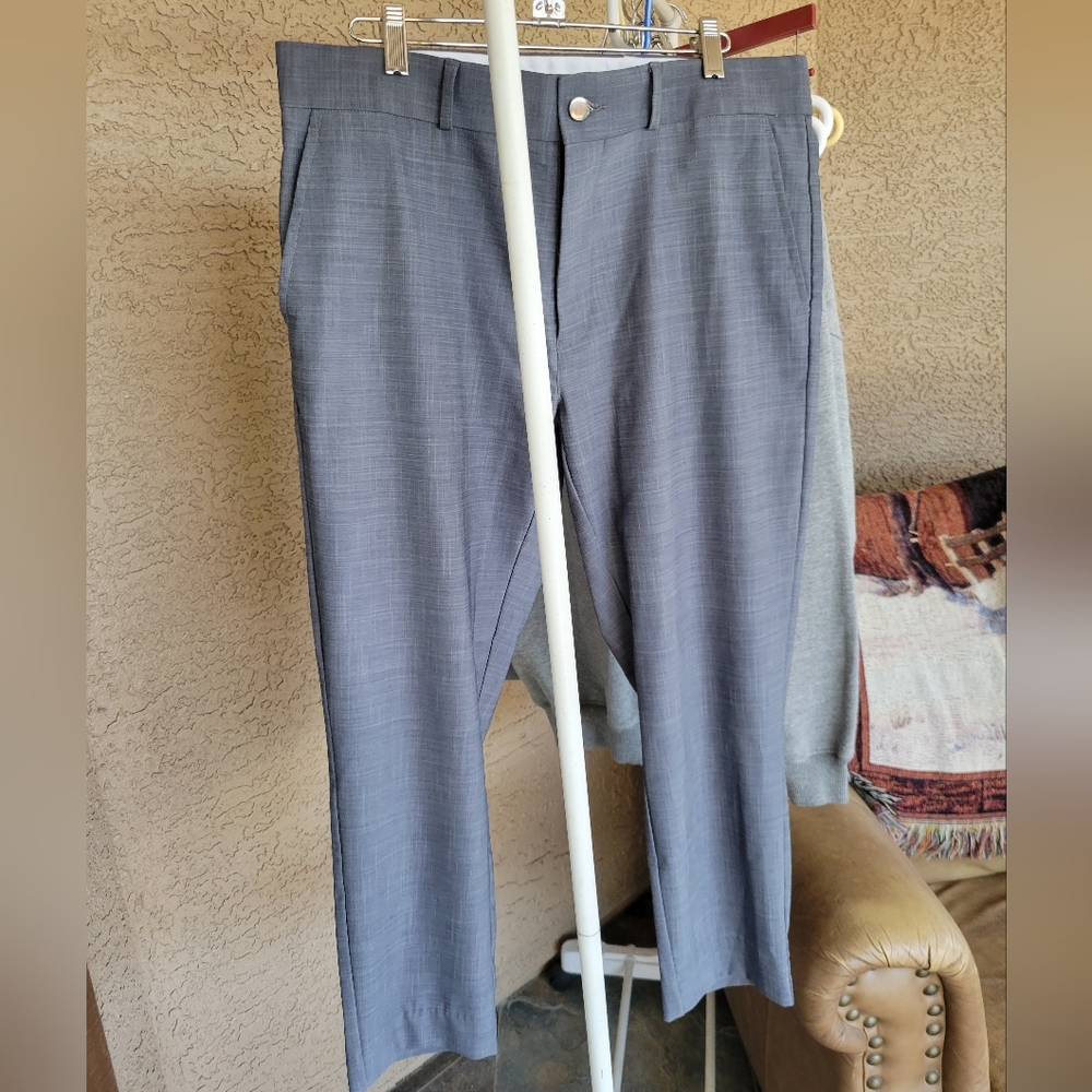 State & Liberty Athletic Fit Heathered Grey Performance Dress Pants